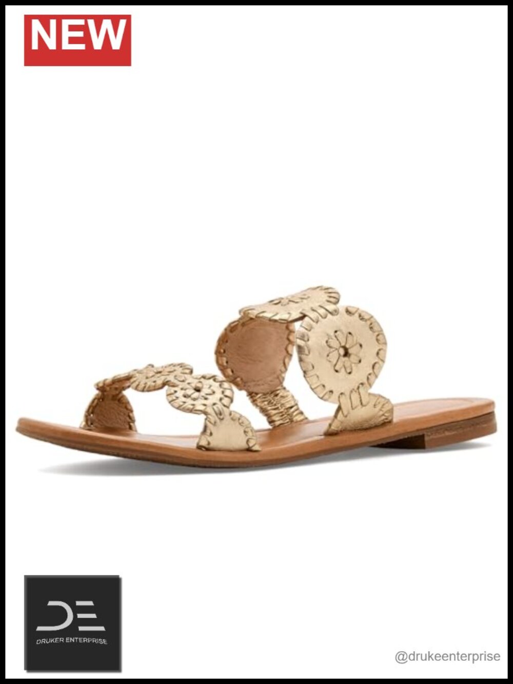 Jack Rogers Lauren II Flat Sandal Women's Double Leather Strap Slip On